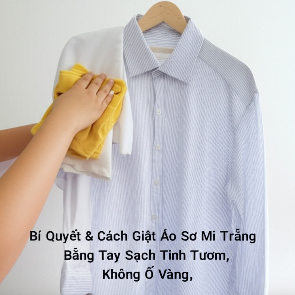 Hình minh họa cho bài viết: Bí Quyết & Cách Giặt Áo Sơ Mi Trắng Bằng Tay Sạch Tinh Tươm, Không Ố Vàng