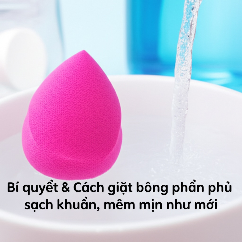 Hình minh họa cho bài viết: Bí quyết & Cách giặt bông phấn phủ sạch khuẩn, mềm mịn như mới