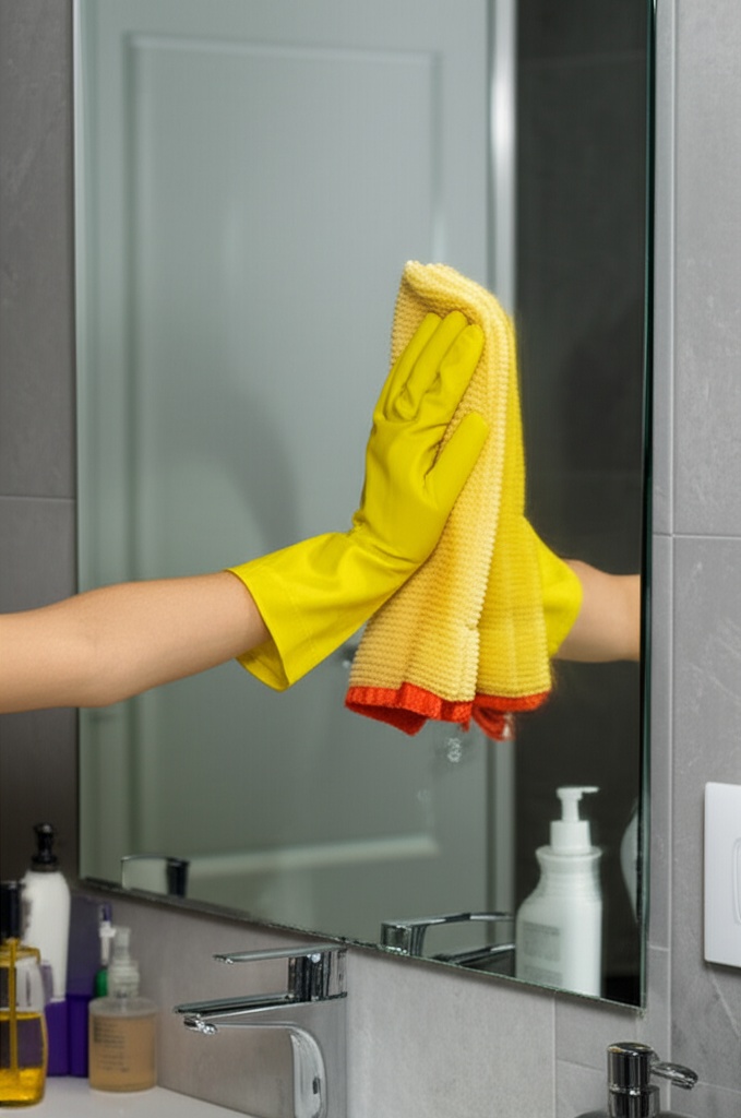 Hình minh họa cho bài viết: Cách Vệ Sinh Gương Nhà Tắm Sáng Bóng Như Mới: Bí Quyết Từ Chuyên Gia