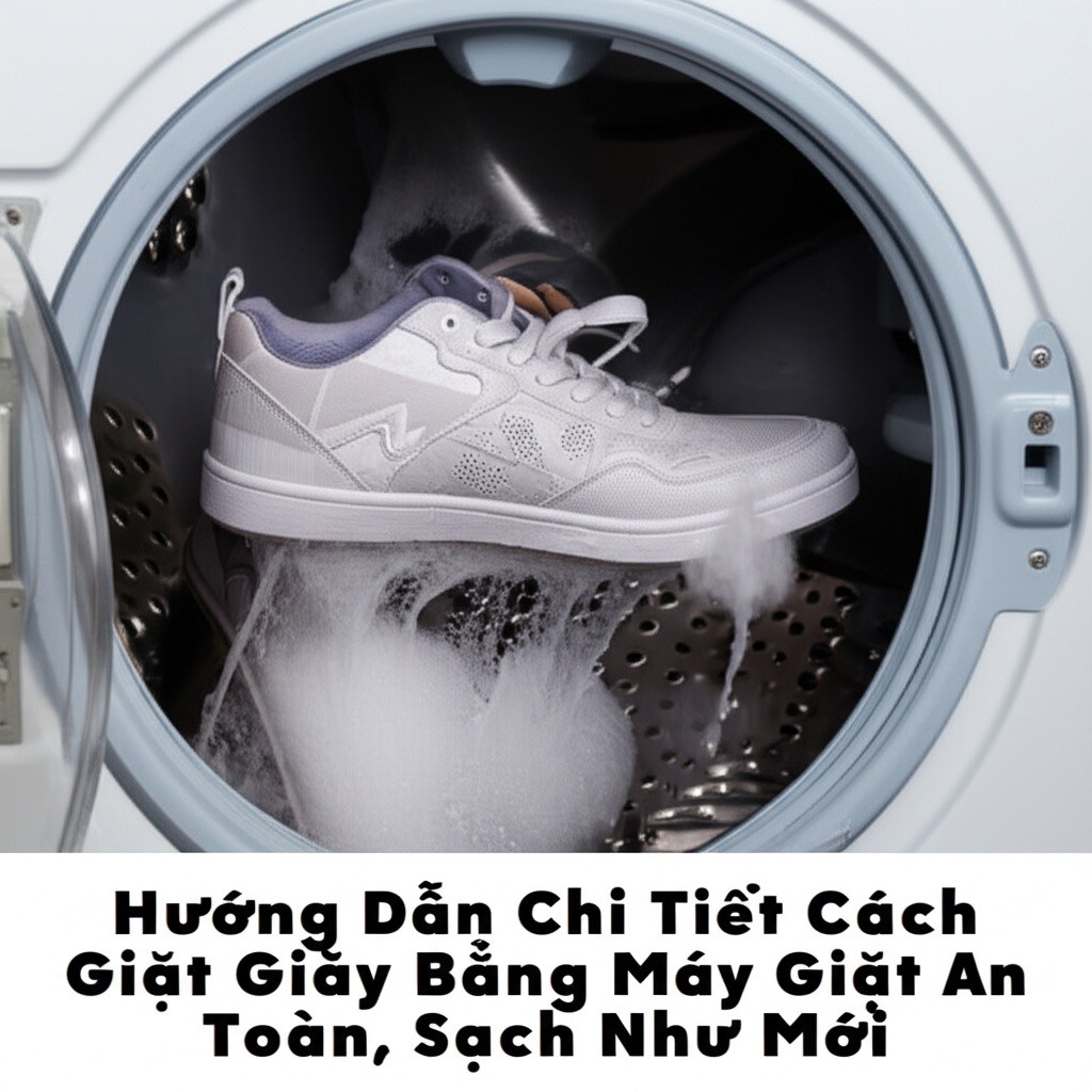 Hình minh họa cho bài viết: Hướng Dẫn Chi Tiết Cách Giặt Giày Bằng Máy Giặt An Toàn, Sạch Như Mới